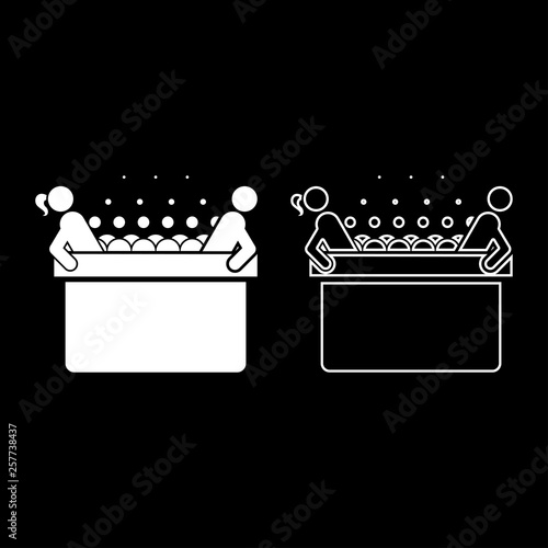 Hot whirlpool with woman and man Spa Bathtub with foam bubbles Bath Relax bathroom Bath spa icon set white color vector illustration flat style image