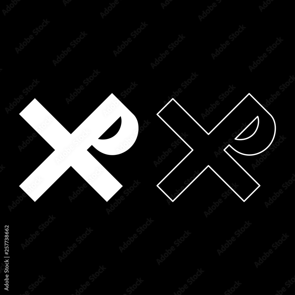 Obraz premium Cross monogram Rex tsar tzar czar Symbol of the His cross Saint Justin sign Religious cross icon set white color vector illustration flat style image