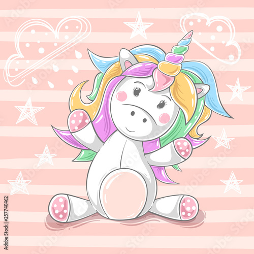 Cute teddy unicorn - cartoon characters.