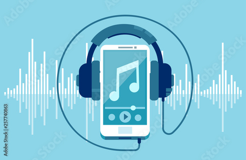 Vector of a smart phone and headphones