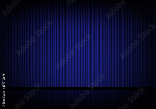 Blue curtain opera, cinema or theater stage drapes