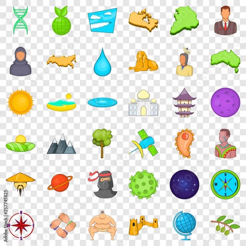 World icons set. Cartoon style of 36 world vector icons for web for any design
