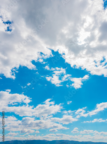 Photography Blue sky with clouds. Beautiful fresh weather. .