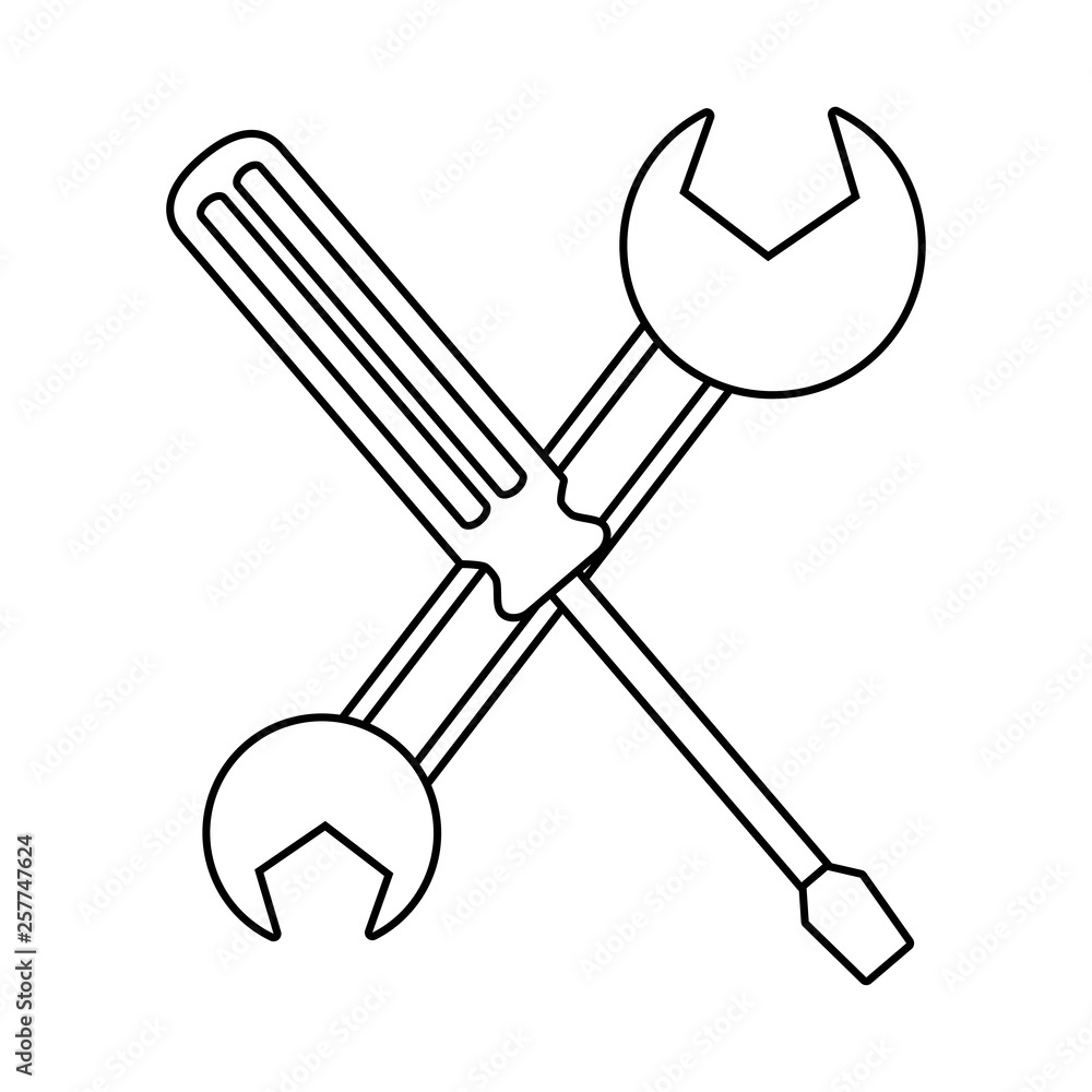 crossed screwdriver and spanner crossed screwdriver and spanner