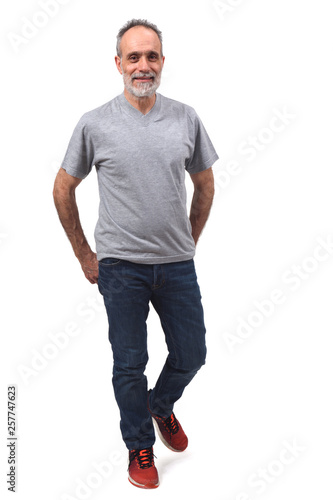 man walking on white