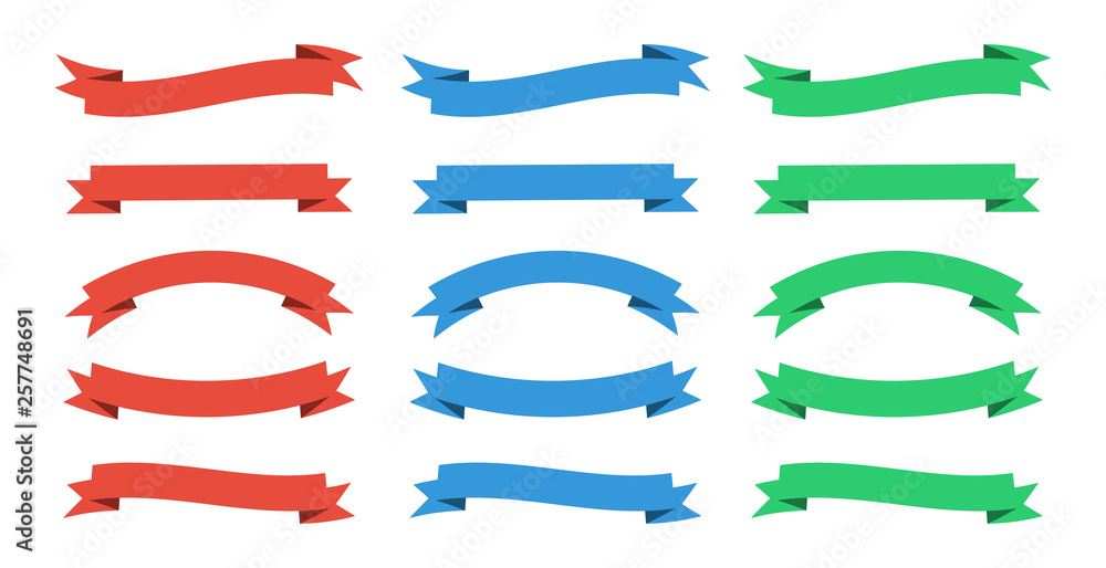 A set of ribbon banners. Ribbon banner. Vector ribbons are red, blue and green.