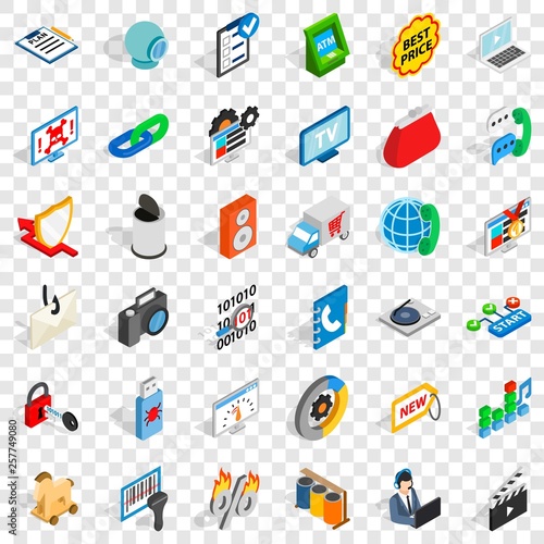 WWW icons set. Isometric style of 36 www vector icons for web for any design