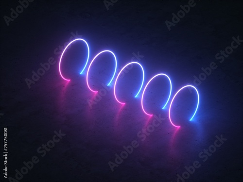 Neon Glowing Circle Round Shape Tubes Sci-Fi Futuristic Disco Club Music Show
