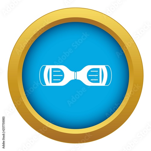 Hoverboard gyro pod top view icon blue vector isolated on white background for any design