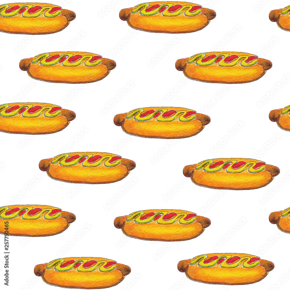 Watercolor hotdog pattern Watercolor hotdog pattern