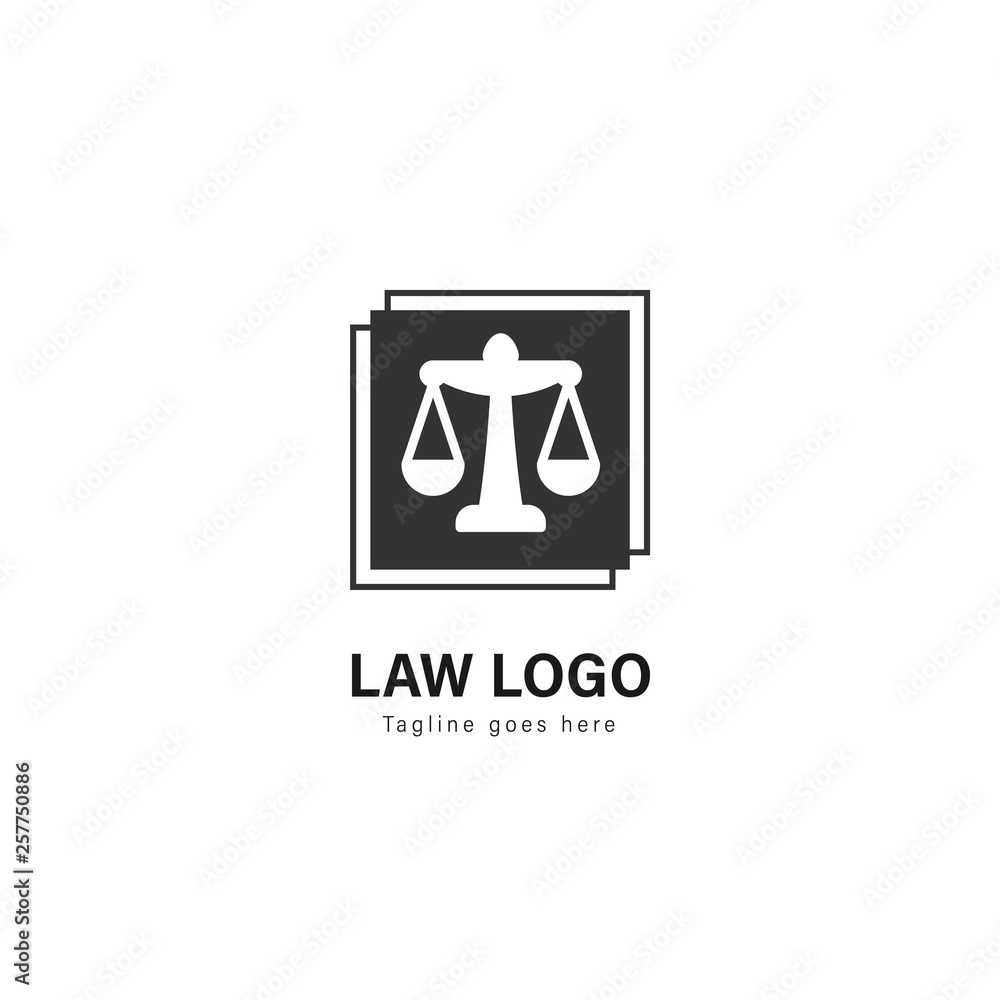 Law logo template design. Law logo with modern frame vector design Law logo template design. Law logo with modern frame vector design