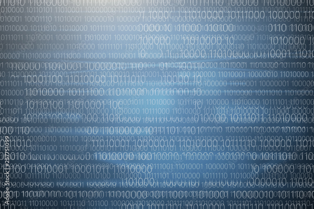 White binary code on blue background White binary code on blue background