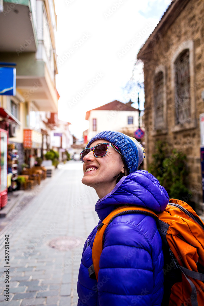 The girl visits the sights of the old Turkish city. The girl visits the sights of the old Turkish city.