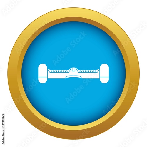 Dual wheel self balancing electric skateboard icon blue vector isolated on white background for any design