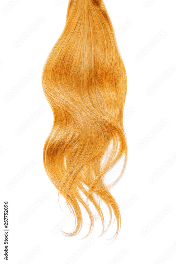Long blond hair isolated on white background