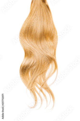 Long blond hair isolated on white background