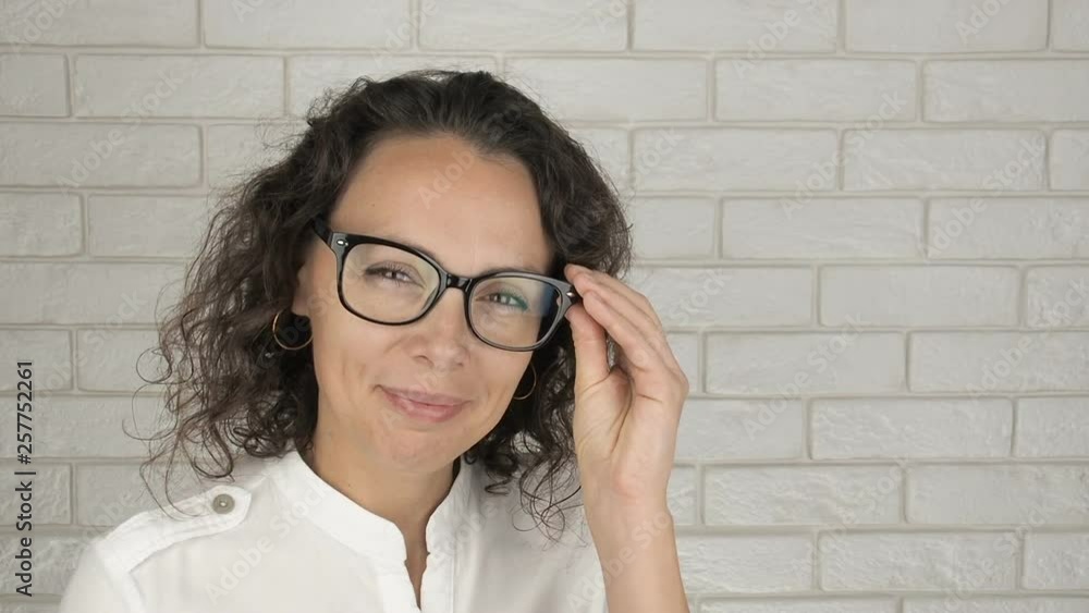 Happy woman with glasses. Portrait of a cute woman with glasses for vision. Happy woman with glasses. Portrait of a cute woman with glasses for vision.