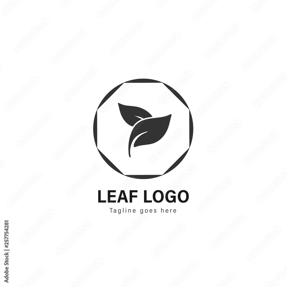 Leaf logo template design. Leaf logo with modern frame vector design Leaf logo template design. Leaf logo with modern frame vector design