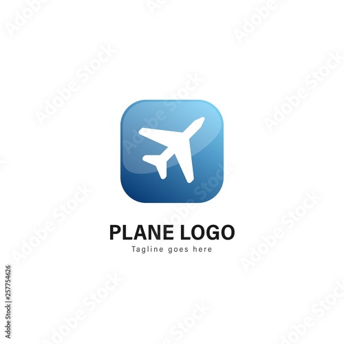 Plane logo template design. Plane logo with modern frame vector design