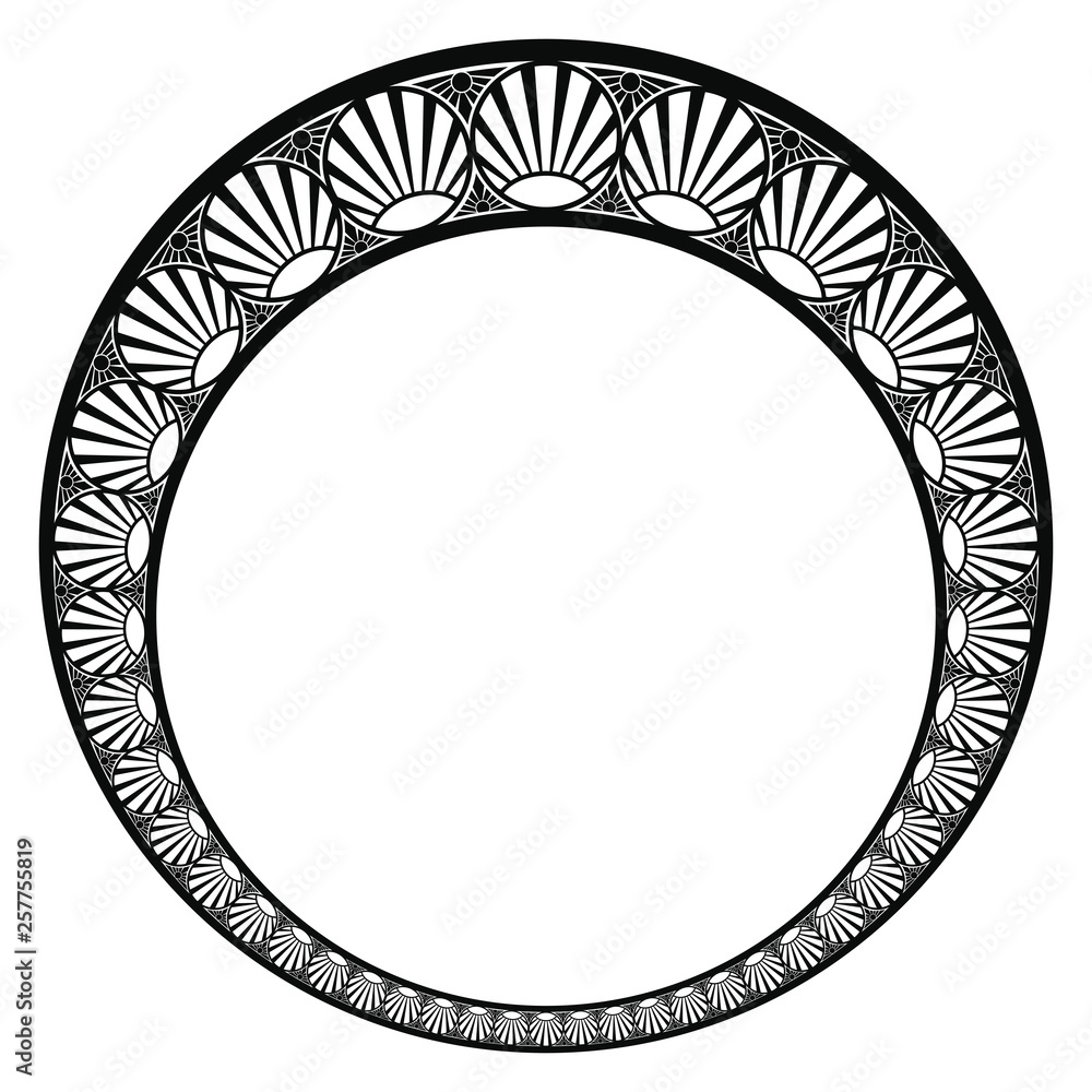 Vector circular ornament in modern style. Black drawing on white background.