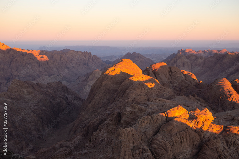 Egypt. Mount Sinai in the morning at sunrise. (Mount Horeb, Gabal Musa