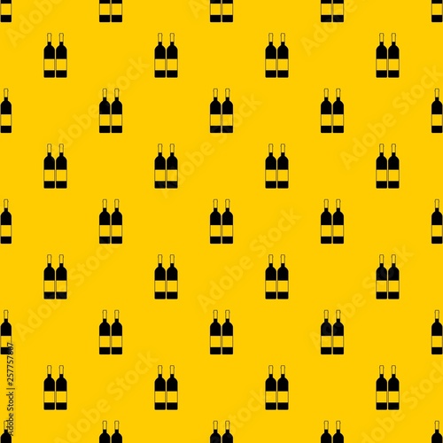 Two bottles of wine pattern seamless vector repeat geometric yellow for any design