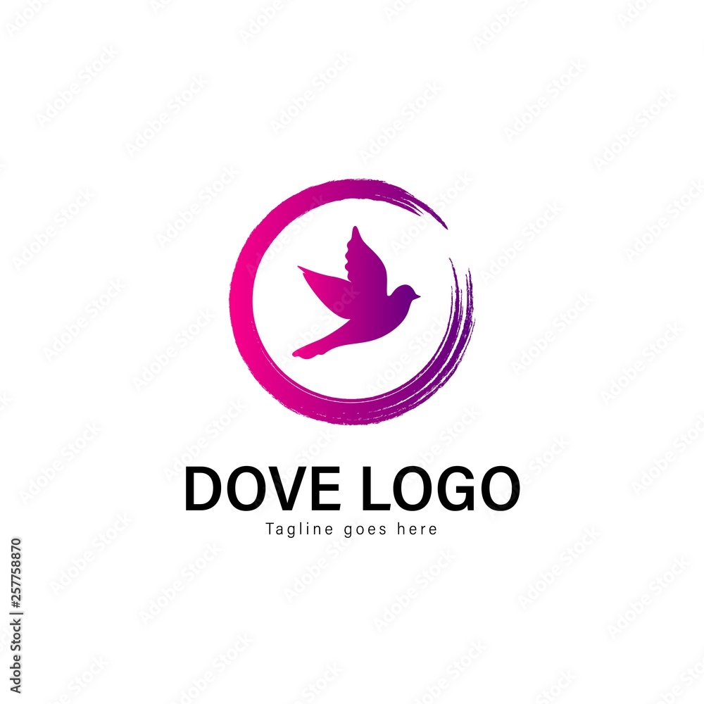 Dove logo template design. Dove logo with modern frame vector design Dove logo template design. Dove logo with modern frame vector design