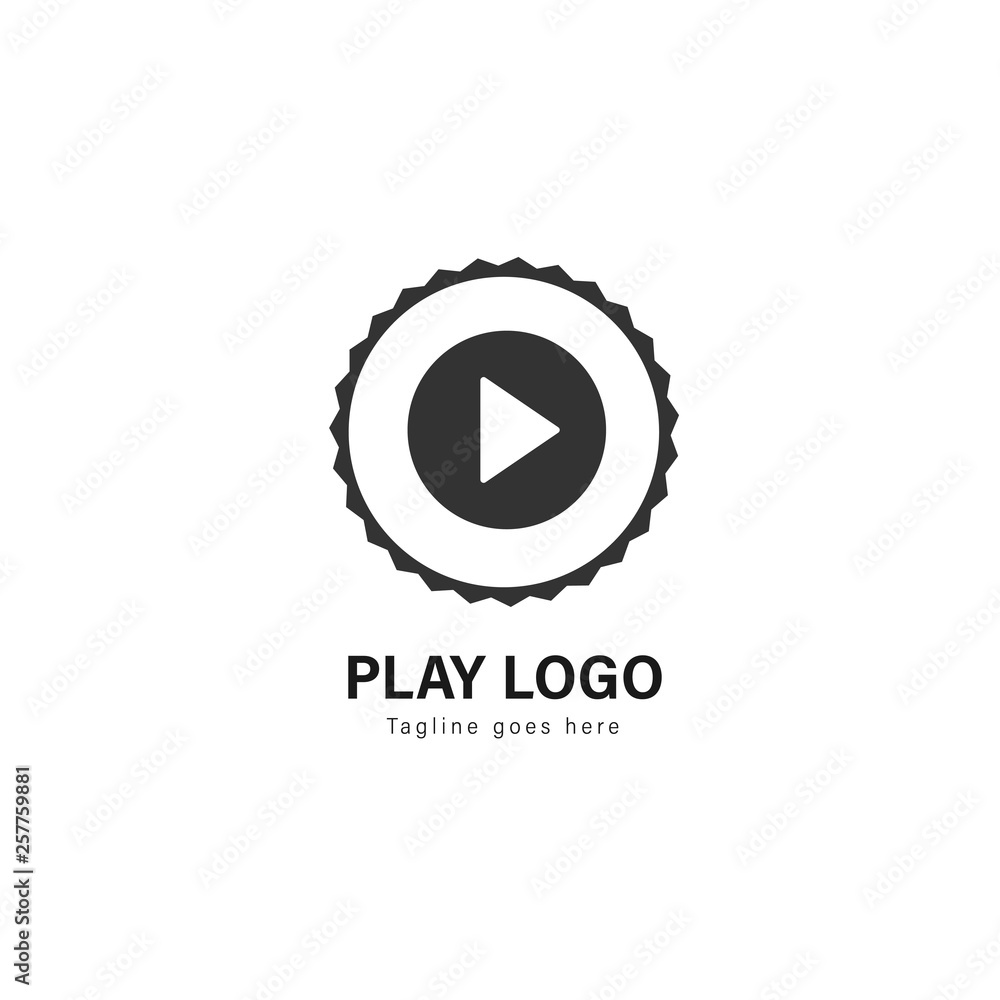 Media play logo template design. Media play logo with modern frame vector design Media play logo template design. Media play logo with modern frame vector design