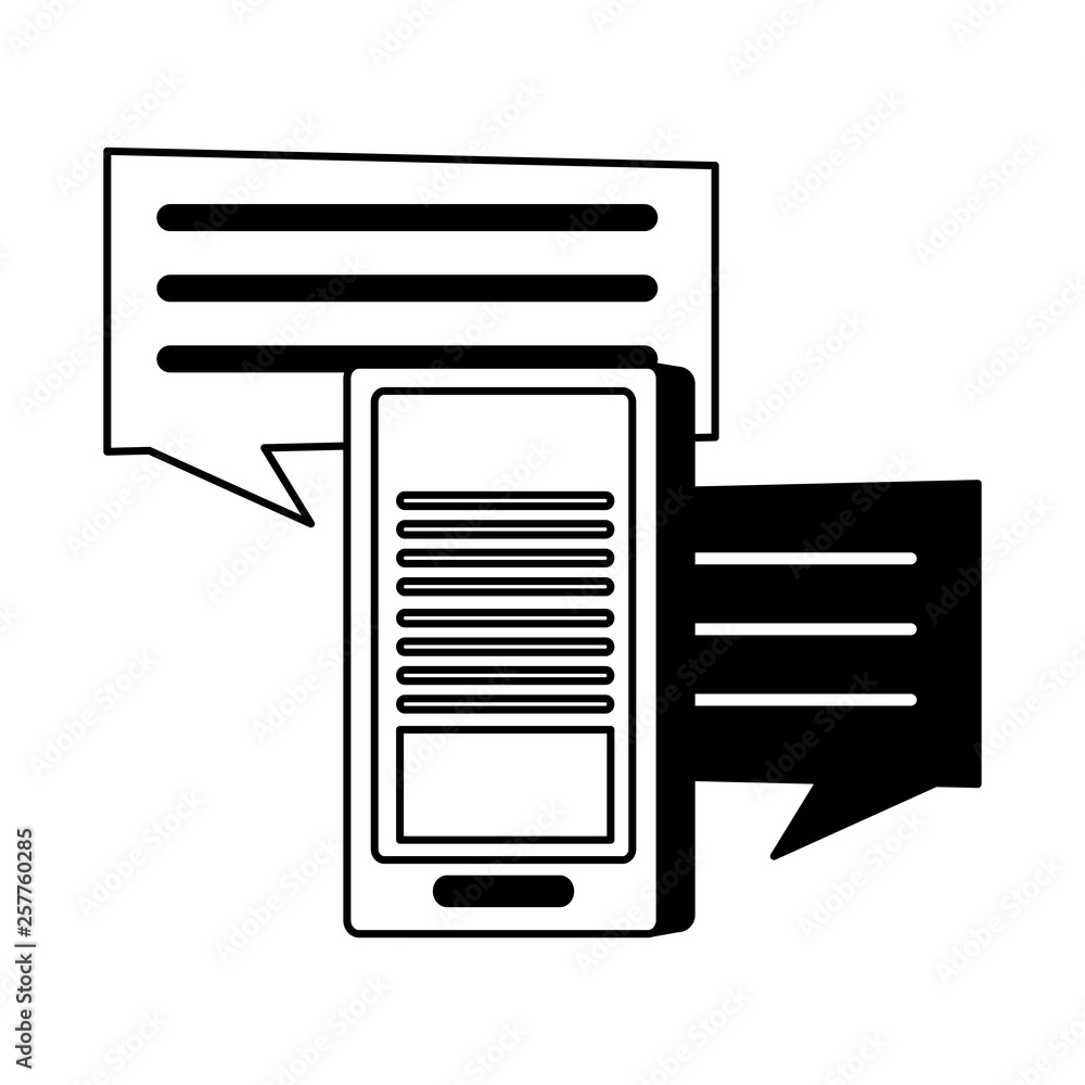 smartphone device with speech bubble isolated icon smartphone device with speech bubble isolated icon