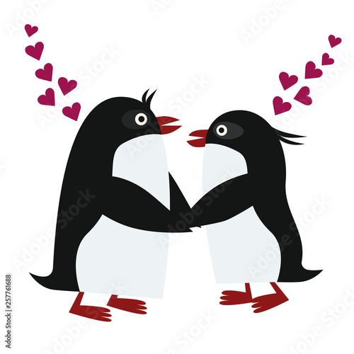 Two penguins in love 