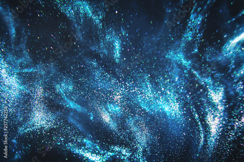 Canvas Print Abstract dark blue and emerald glitter shimmering magic underwater space background