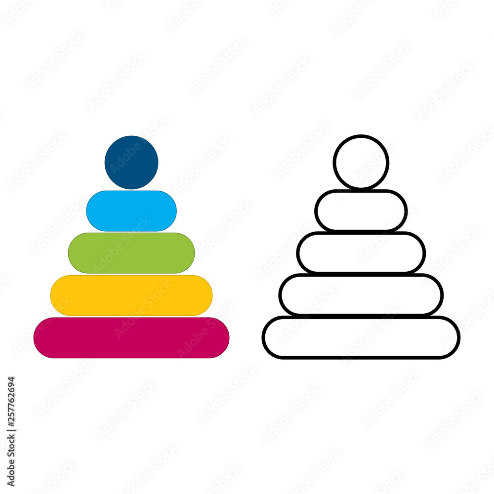 Baby toy icon, pyramid symbol, simple flat design. Vector. - Vector Baby toy icon, pyramid symbol, simple flat design. Vector. - Vector