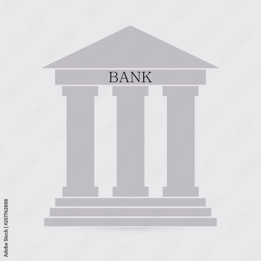 Bank icon. Vector illustration of bank building icon silhouette. Design in flat style. - Vector Bank icon. Vector illustration of bank building icon silhouette. Design in flat style. - Vector