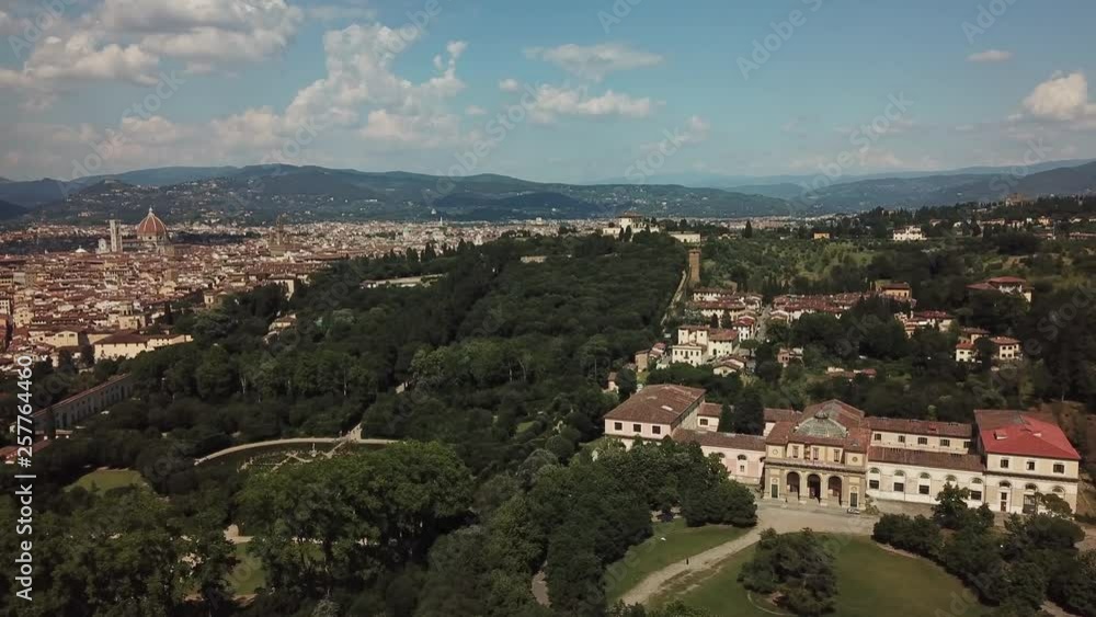 Aerial view of Boboli Garden and Liceo Artistico Statale di Porta Romana e Sesto in Florence, Italy Aerial view of Boboli Garden and Liceo Artistico Statale di Porta Romana e Sesto in Florence, Italy