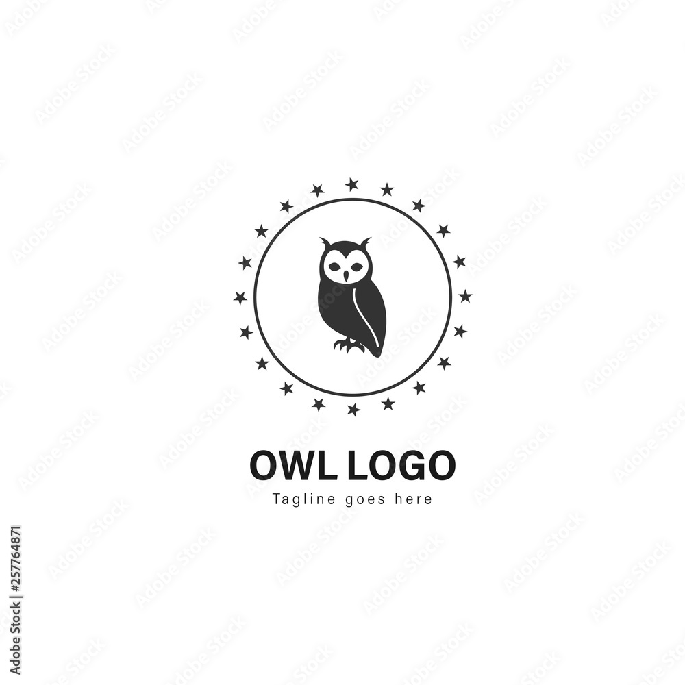 Owl logo template design. Owl logo with modern frame vector design Owl logo template design. Owl logo with modern frame vector design