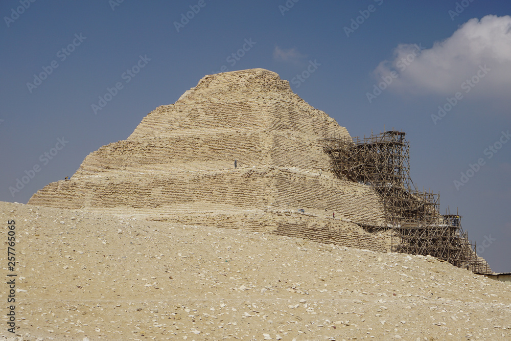 Saqqara, Egypt: The step pyramid of Djoser, undergoing restoration. Saqqara, Egypt: The step pyramid of Djoser, undergoing restoration.