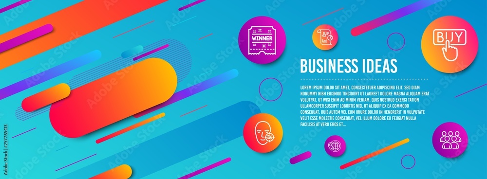 Header banner. Winner ticket, World travel and Report icons simple set. Buying, Problem skin and Group signs. Carousels award, Map pointer. Business set. Line winner ticket icon. Gradient elements Header banner. Winner ticket, World travel and Report icons simple set. Buying, Problem skin and Group signs. Carousels award, Map pointer. Business set. Line winner ticket icon. Gradient elements