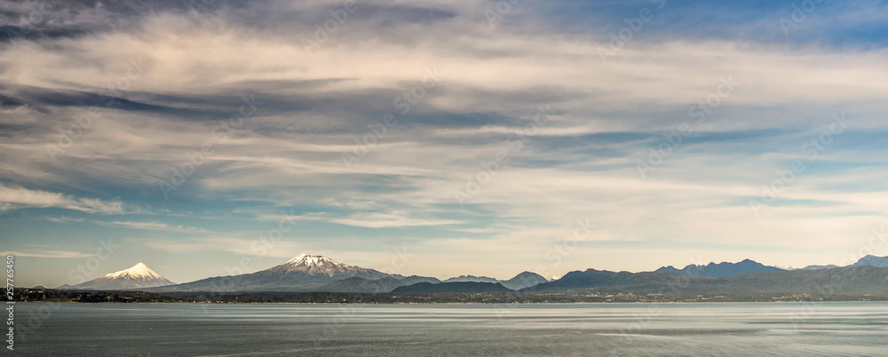 Chile,Puerto mont,panorama of the bay and sky.