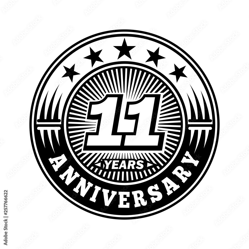 11 years anniversary. Anniversary logo design. Vector and illustration.