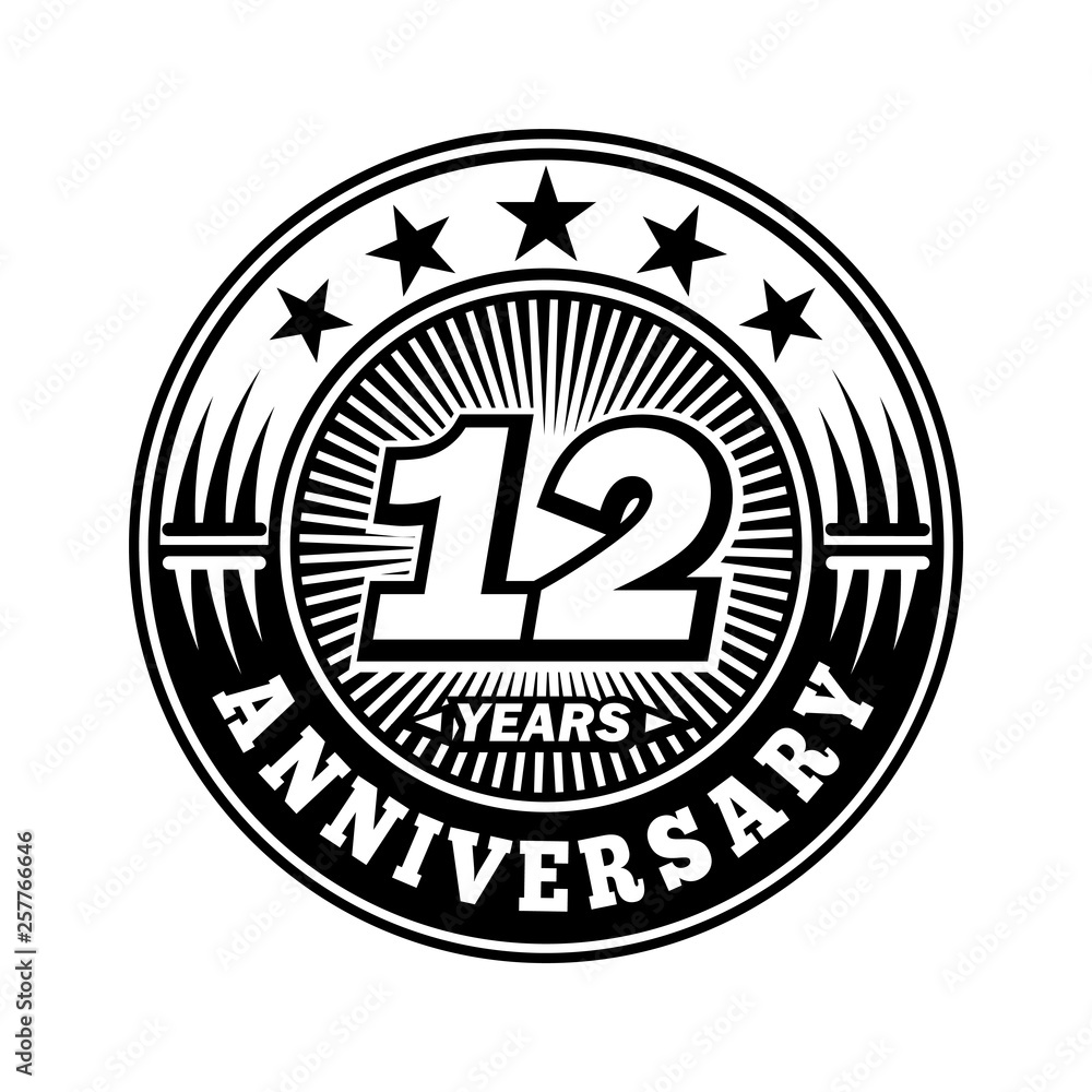 Fototapeta premium 12 years anniversary. Anniversary logo design. Vector and illustration.