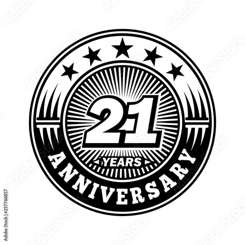 21 years anniversary. Anniversary logo design. Vector and illustration.