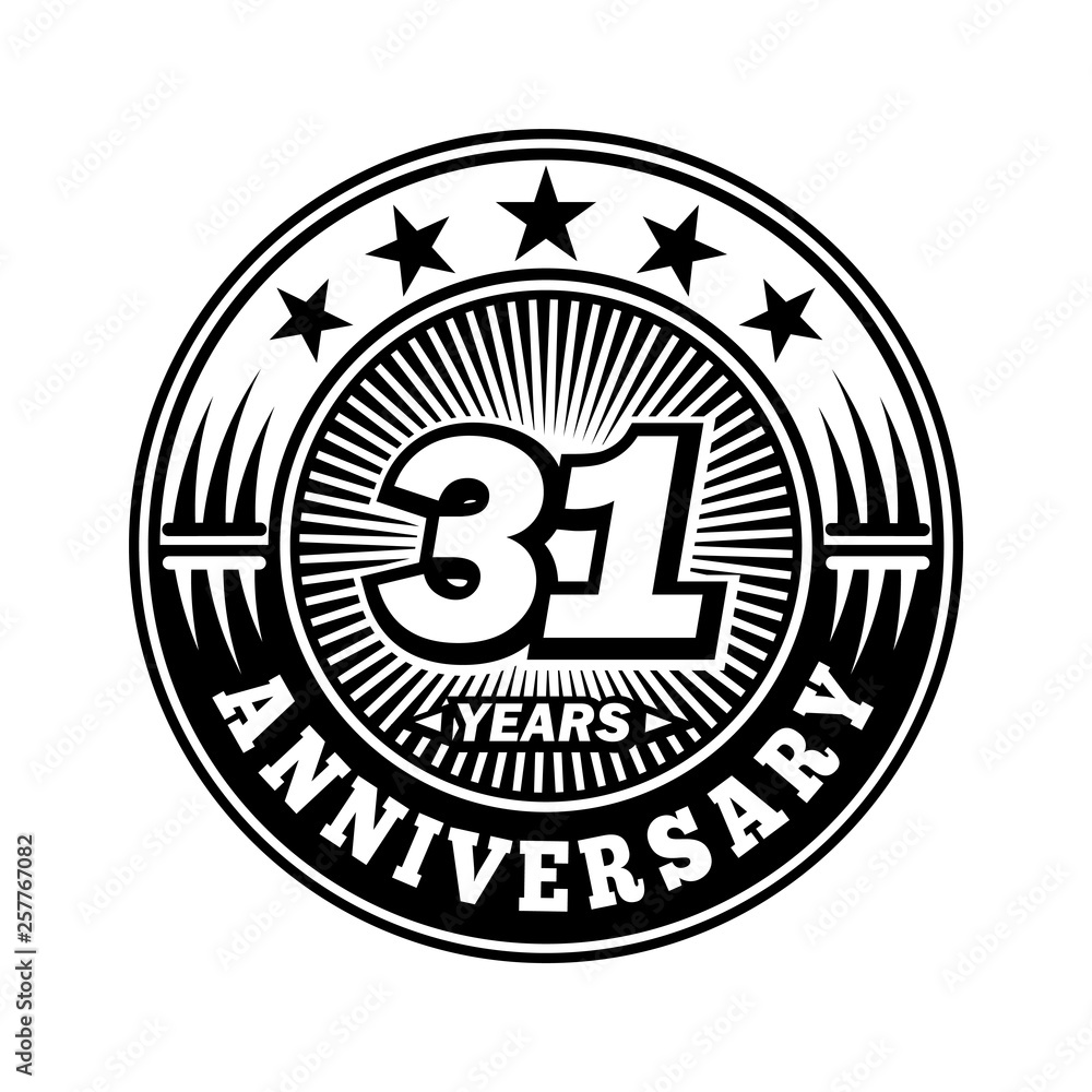 31 years anniversary. Anniversary logo design. Vector and illustration.