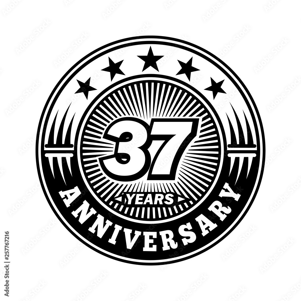 37 years anniversary. Anniversary logo design. Vector and illustration.