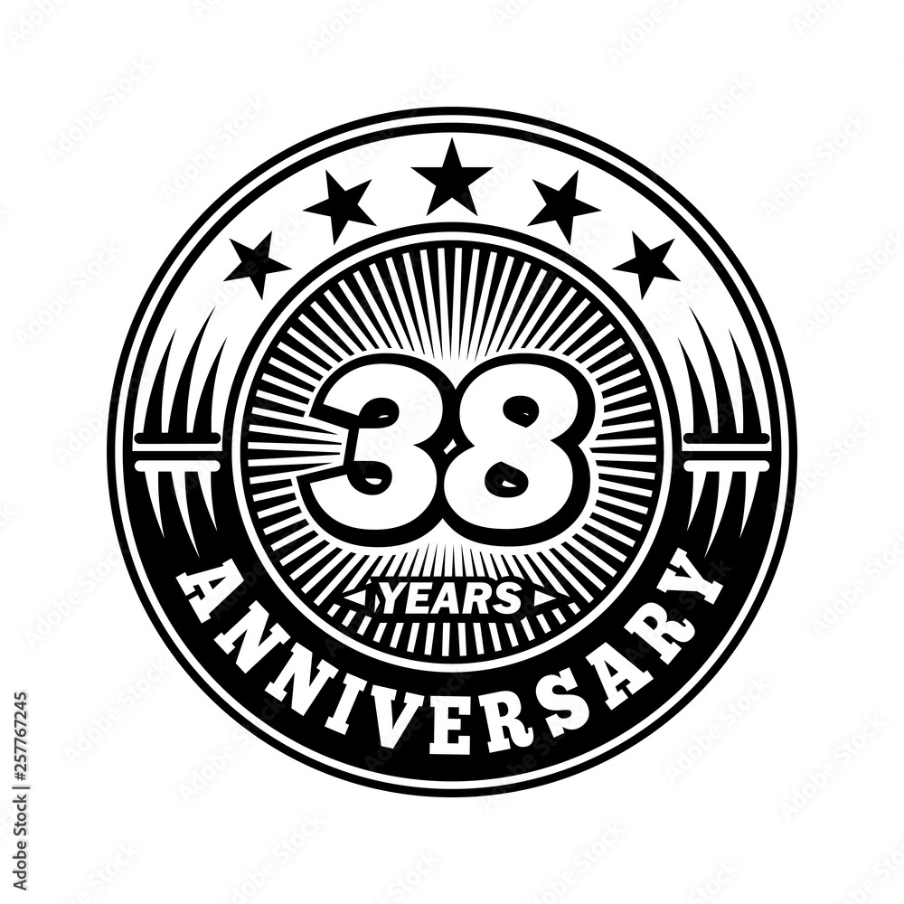 38 years anniversary. Anniversary logo design. Vector and illustration.