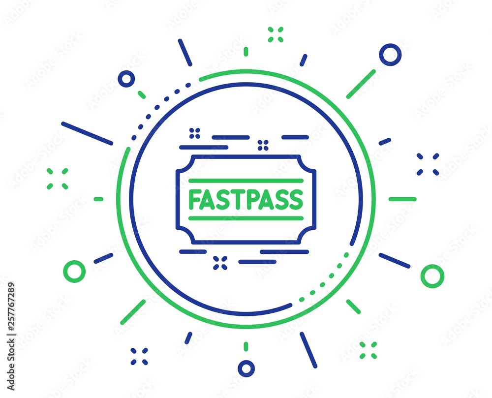 Fastpass line icon. Amusement park ticket sign. Fast track symbol. Quality design elements. Technology fastpass button. Editable stroke. Vector