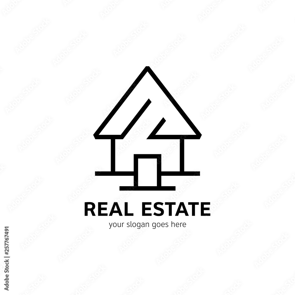 Fototapeta premium Real estate logo template. House icon in line style
