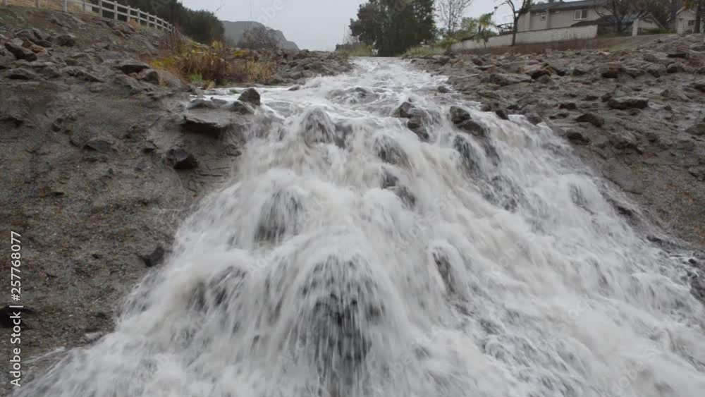 Water Flowing in Flood Control Channel Water Flowing in Flood Control Channel