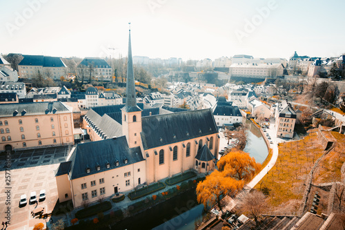 Obraz na płótnie Old town of Luxembourg City with Alzette river in summer, Luxembourg w salonie
