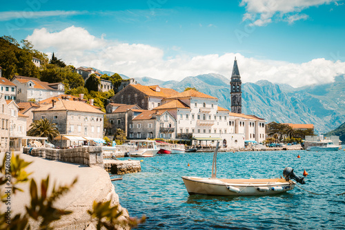Historic town of Perast at Bay of Kotor in summer, Montenegro photo