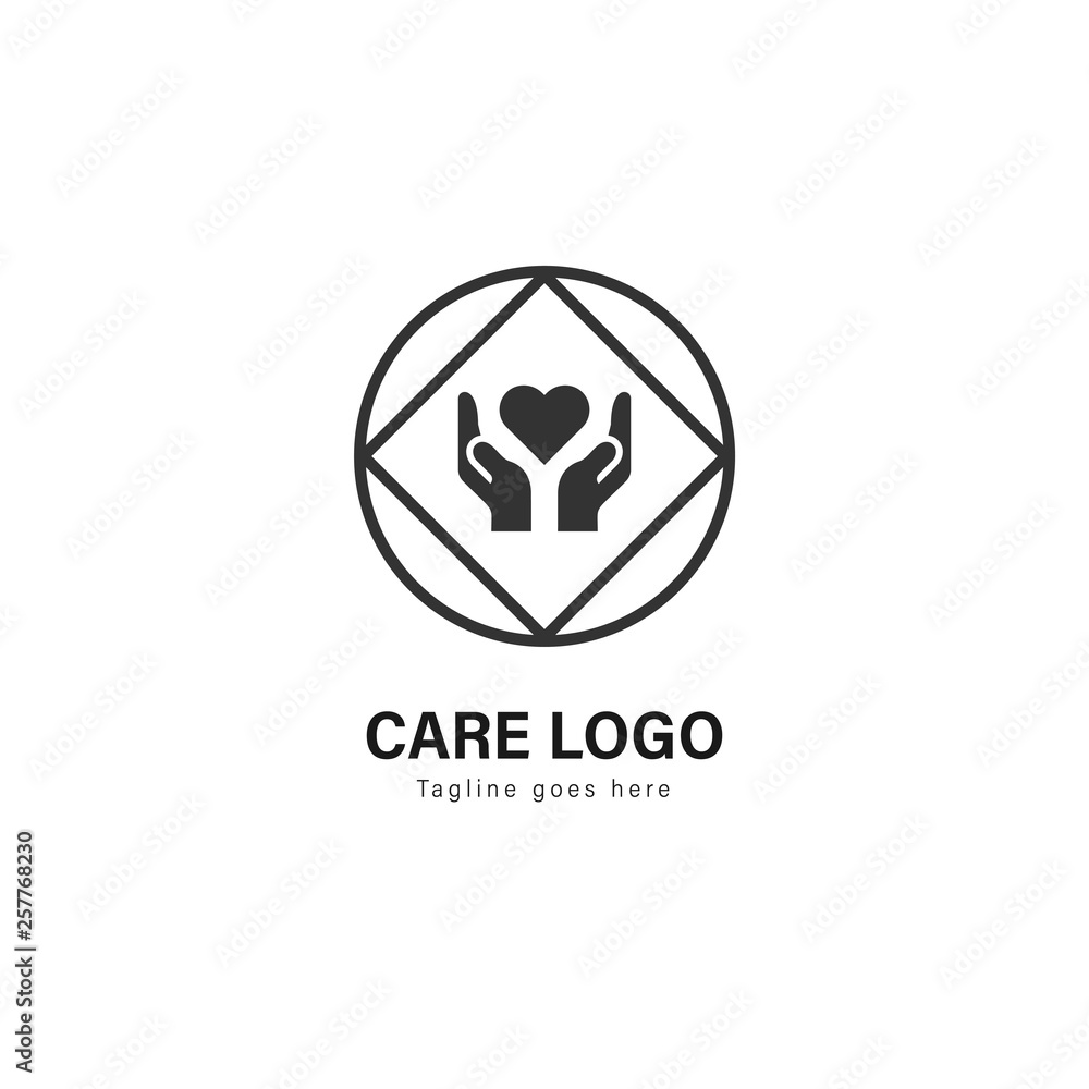 Care logo template design. Care logo with modern frame vector design Care logo template design. Care logo with modern frame vector design